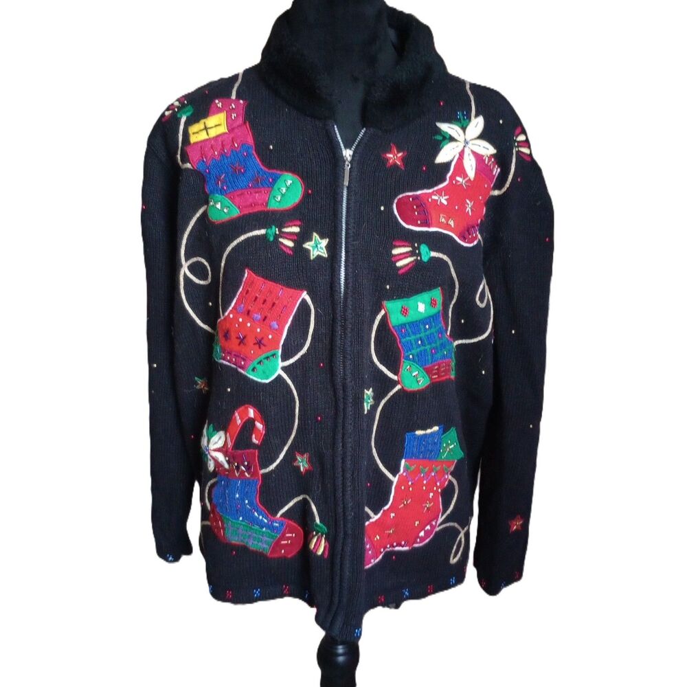 Designers Studio Originals Women's Size Large Zipper Up Cardigan - Vintage